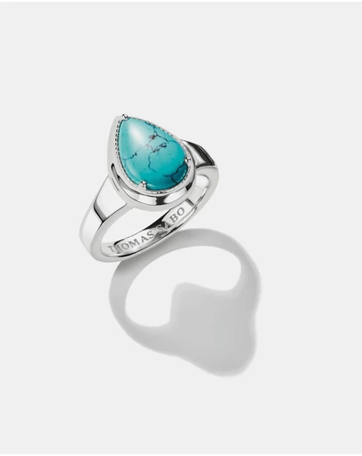 THOMAS SABO - THOMAS SABO Ring with Imitation Turquoise Teardrop Stone Silver
