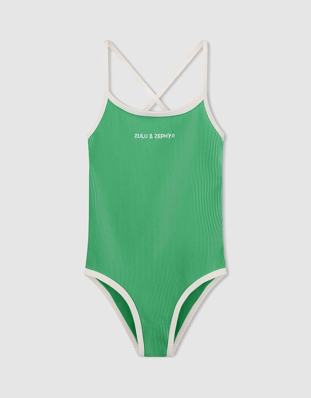 Zulu & Zephyr Mini - Mini Stripe Rib Logo One Piece - Kids