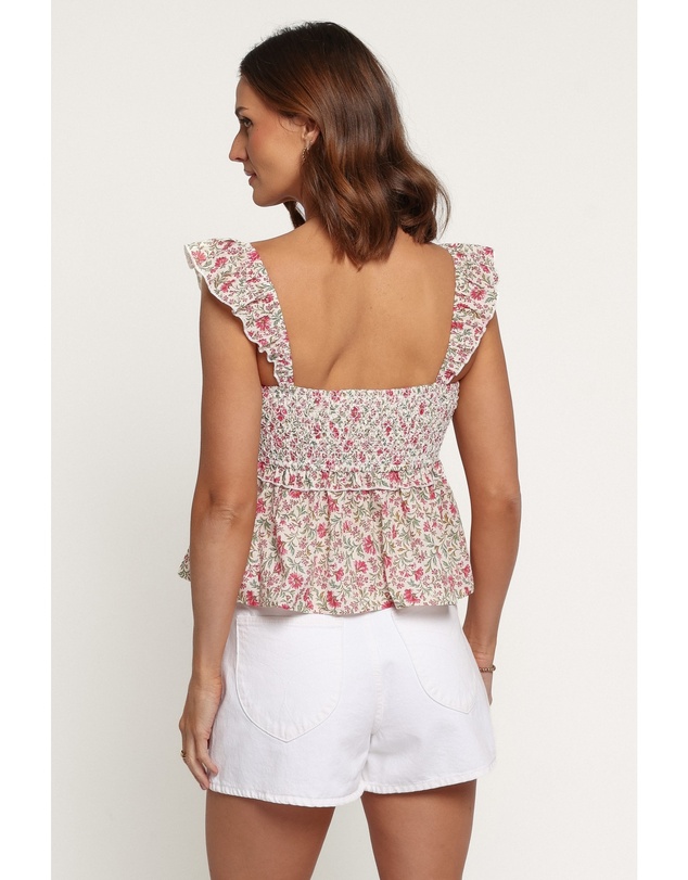 Petal & Pup - Dakari Smocked Top - Pink Green Floral