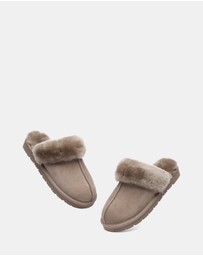 EVERAU - EverAU Ugg Muffin Slipper Suede Cow Suede Upper House Shoes