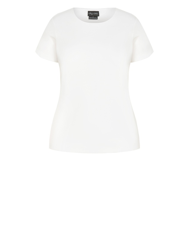 City Chic - Plus size Bronte Short Sleeve Top - ivory