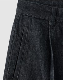 M.N.G - Wide-Leg Pleated Denim Trousers