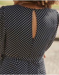 Sosandar - Black Spot Print Belted Midi Dress