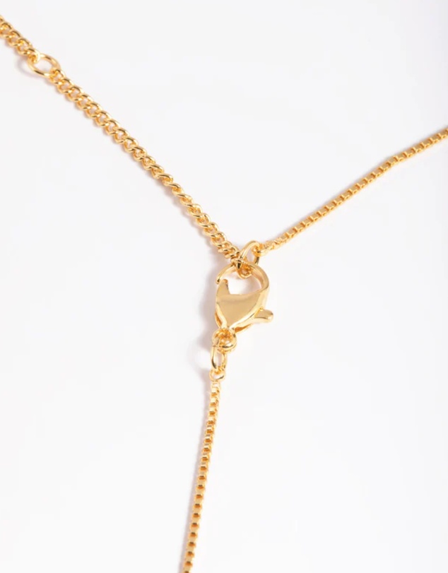 Lovisa - Gold Plated Cubic Zirconia Cross Chain Necklace