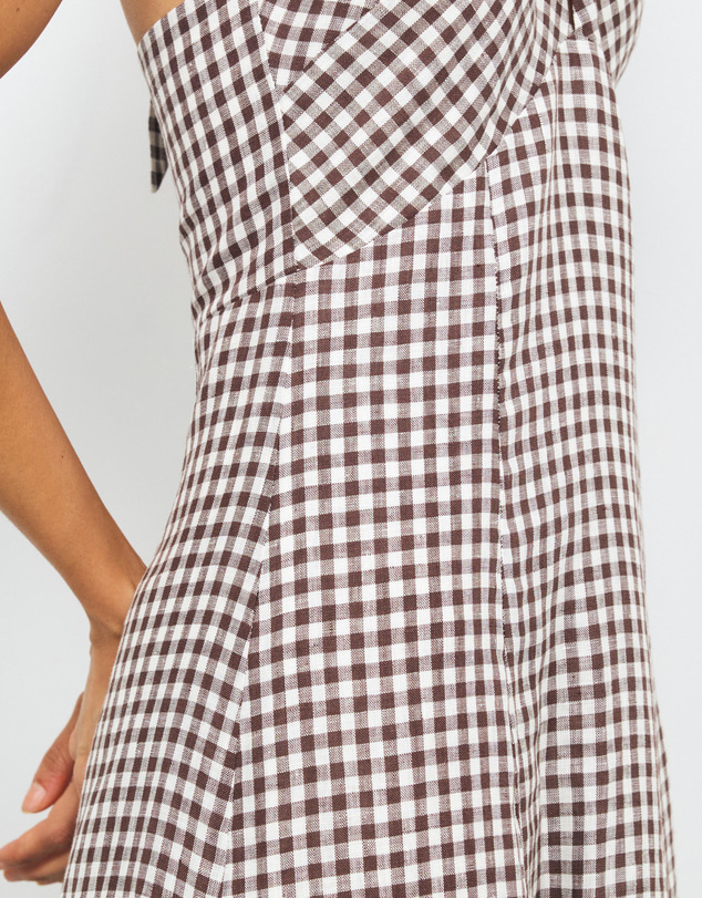 AERE - Nolana Gingham Halter Maxi Dress