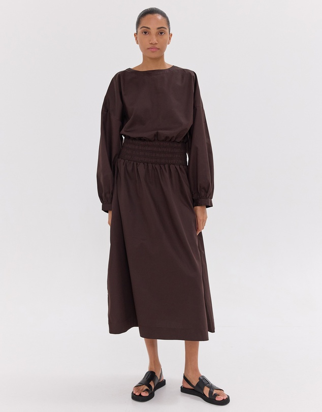 Cloth & Co. - The Shirred Billow Sleeve Dress | Brazil Nut