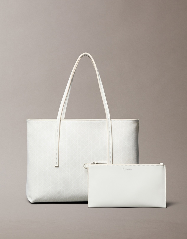 Calvin Klein - Allover Monogram Logo Small Tote Bag with Pouch