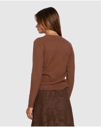 Belle & Bloom - Frankie Textured Kniteed Polo Long Sleeve Top