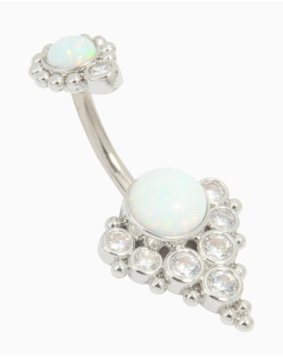 Lovisa - Titanium White Opal Cubic Zirconia Belly Bar