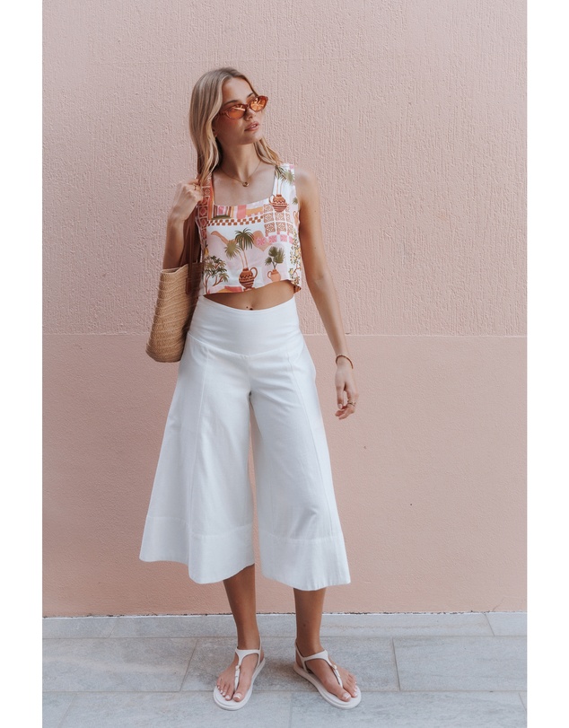 Petal & Pup - Enderley Wide Leg Culotte Pants - White