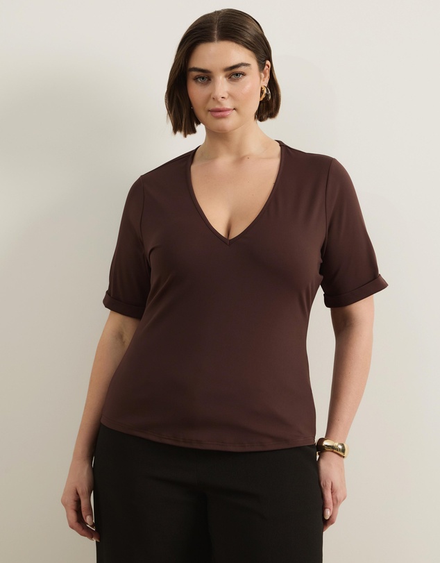 Atmos&Here Curvy - Deep V-Neck T-Shirt