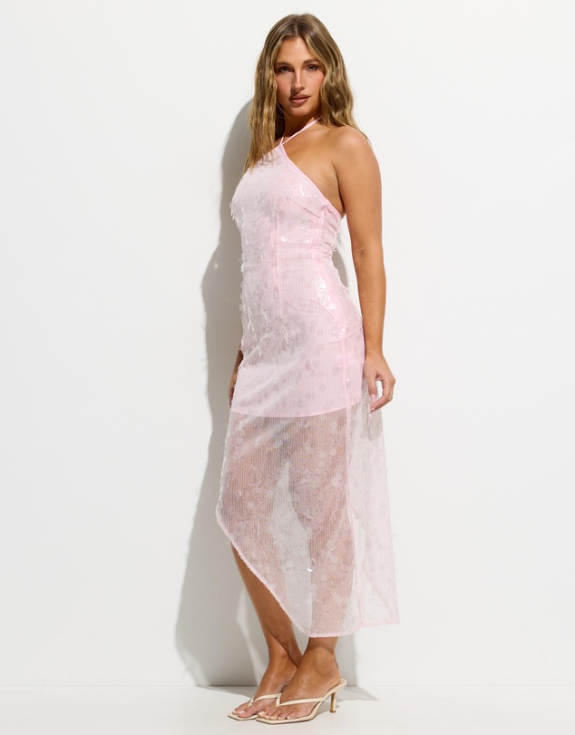 Dazie - Vacanza Asymmetric Sequin Halter Midi Dress