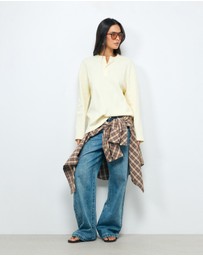 AERE - Oversized Cotton Henley Tee