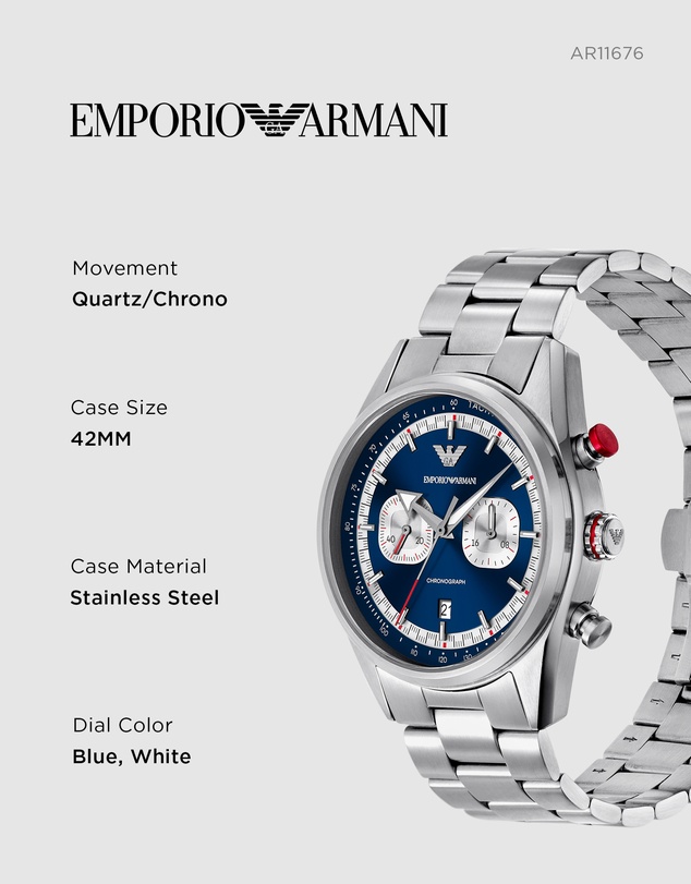 Emporio Armani - Silver Tone Chronograph Watch