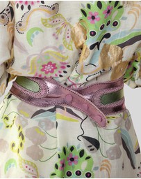 Cynthia Rowley - METALLIC VEGAN LEATHER CROCHET TIE BELT