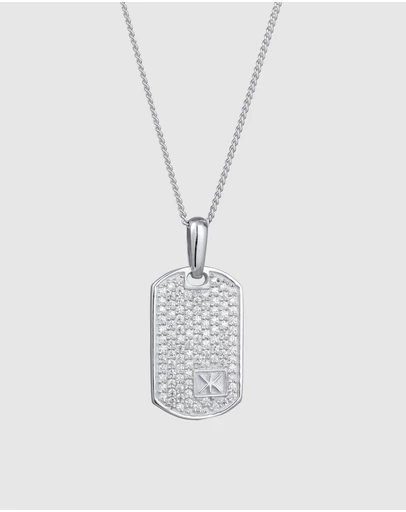 Kuzzoi - ICONIC EXCLUSIVE - Hammered Dog Tag Pendant Necklace in 925 Silver