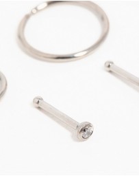 Lovisa - Titanium Cubic Zirconia Classic Nose Studs & Rings 6-Pack