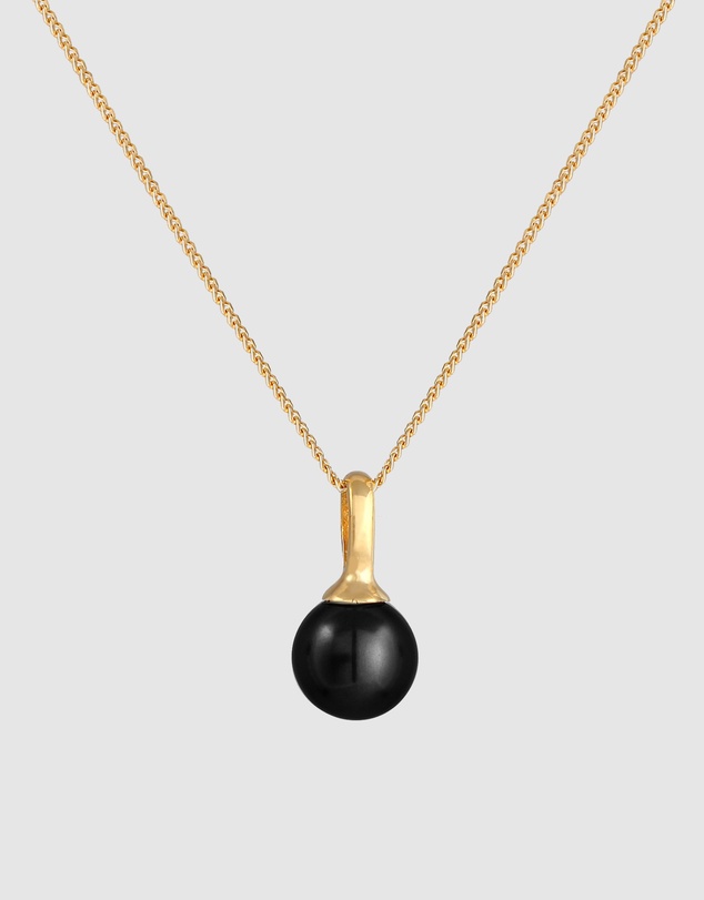 Elli Jewelry - Necklace Bead Synthetic Pearl Round Classic In 925 Sterling Silver Gold Plated