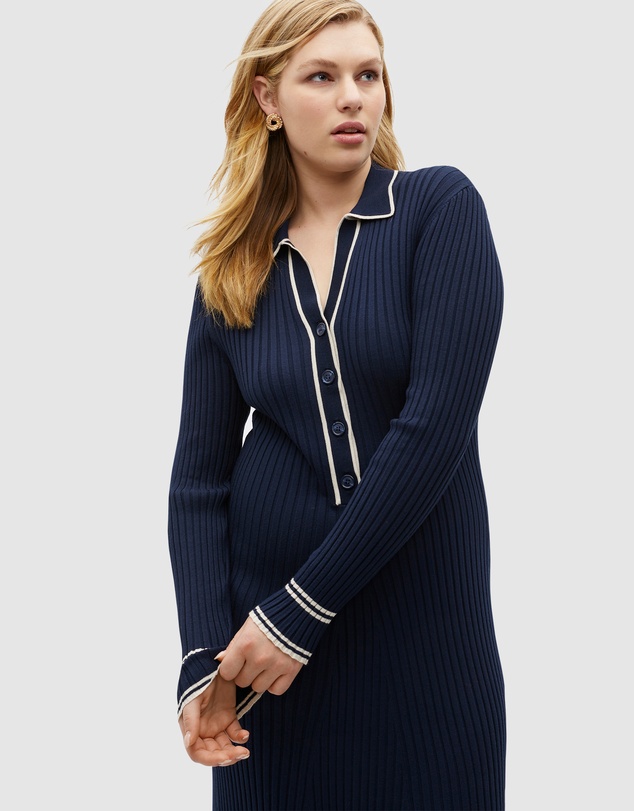Seed Heritage - Polo Tipping Knit Midi Dress
