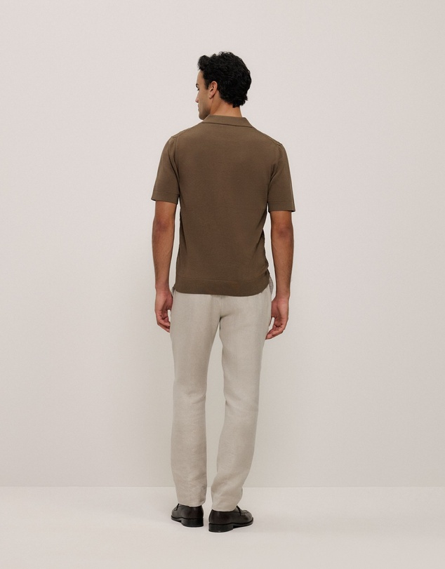 Trenery - Mercerised Diamond Knit Polo in Cocoa