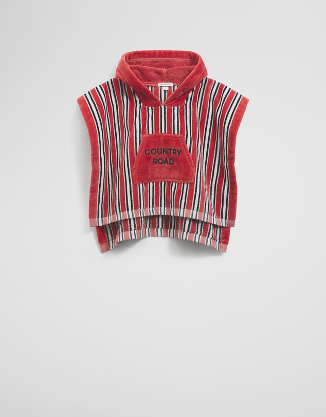 Country Road - Cotton Stripe Logo Poncho