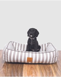 Mog & Bone - Bolster Dog Bed - Latte Hampton Stripe Print