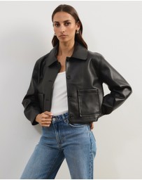 Atmos&Here - Annalise Leather Look Cropped Shacket
