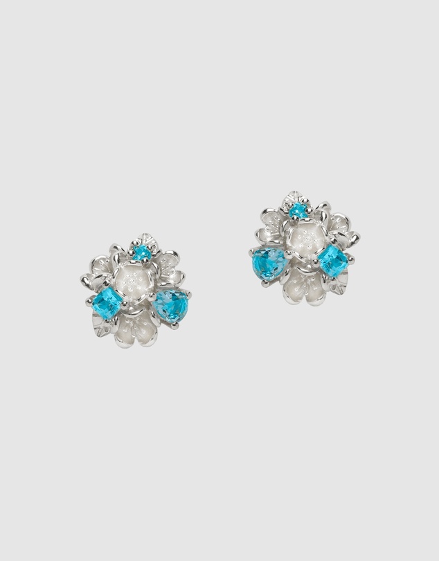 Karen Walker - Rock Garden Flower Ball Earrings with Topaz