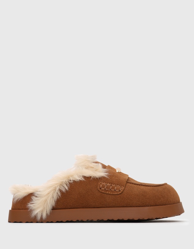 Betts - Toby Suede Leather Fur-Lined Mules