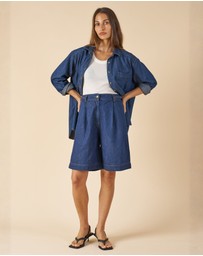 CAMIXA - Bermuda Linen Denim Shorts Jorts