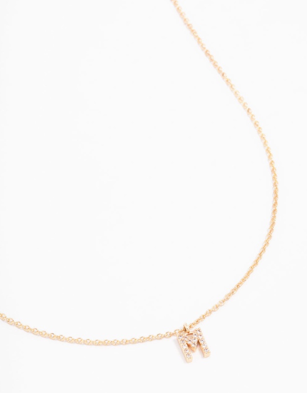 Lovisa - Gold Plated Cubic Zirconia Letter M Necklace