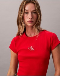 Calvin Klein Jeans - Monogram Logo Ribbed Baby Tee