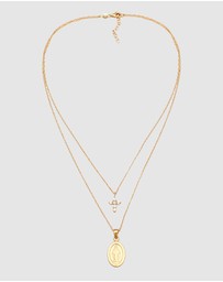 Elli Jewelry - Necklace Layer Crystal Cross 925 Sterling Silver Gold-Plated