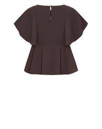 City Chic - Plus size Cinched Peplum Top - chocolate