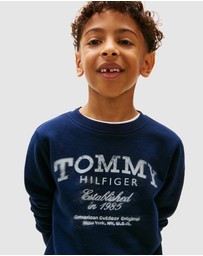 Tommy Hilfiger - Faded Logo Print Crew Neck Sweatshirt - Teens