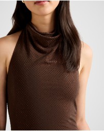 Forever New - Ariana Halter Neck Heatseal Maxi Dress