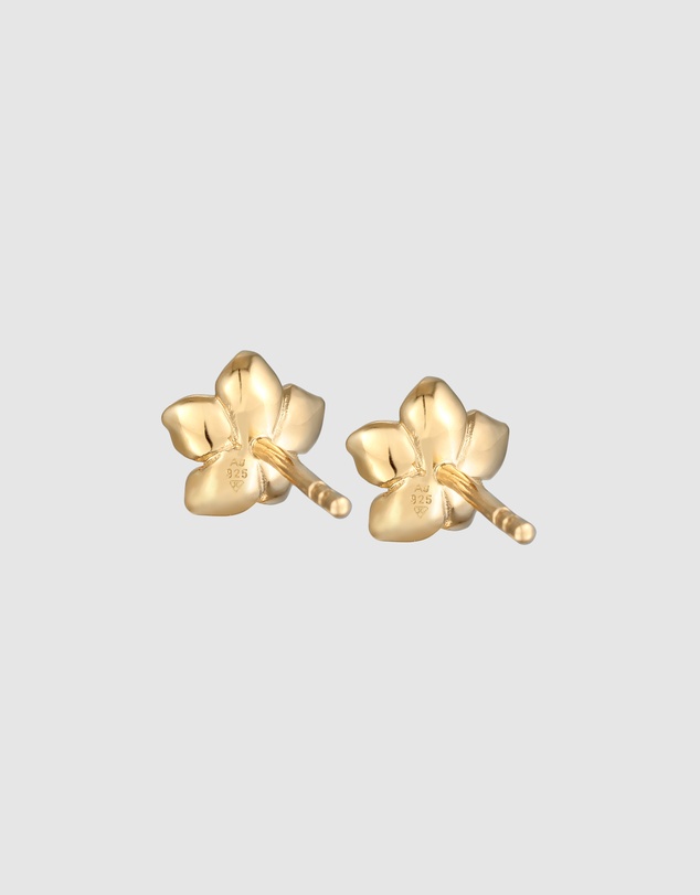Elli Jewelry - Flower Zirconia Stud Earrings in Gold-Plated 925 Silver