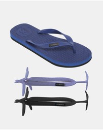 Boomerangz Footwear - Men's Navy/Black Thongs with arch support and 2 x interchangeable straps