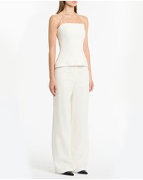 Carla Zampatti - Ivory Starlight Twill Tuck Front Pant