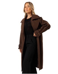 Petal & Pup - Billy Button Front Trench Coat - Chocolate Brown