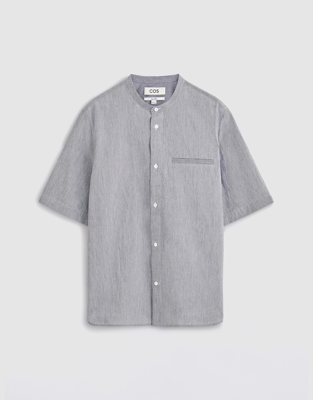 COS - Relaxed-Fit Seersucker Grandad-Collar Shirt