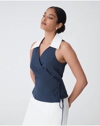 Forcast - Layla Collared Wrap Top