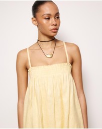 AERE - Amba Shirred Linen Mini Dress