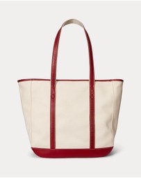 Polo Ralph Lauren - Leather-Trim Canvas Medium Shopper Tote