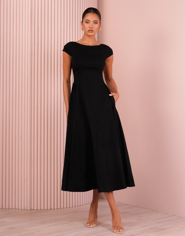 Azzurielle - Quintin Full Skirt Midi Dress
