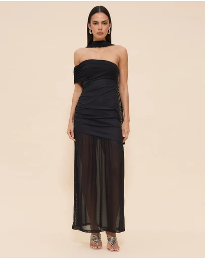 CHANCERY - Bree One Shoulder Self Scarf Maxi Dress