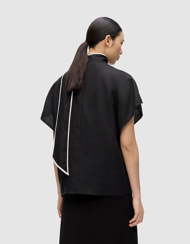 Karl Lagerfeld - Linen Blend Pipelined Blouse
