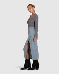 Belle & Bloom - Can't Forget You Denim Midi Skirt
