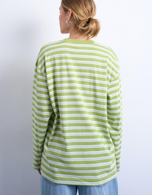 TOPSHOP - Stripe LS Slouchy Skater Tee
