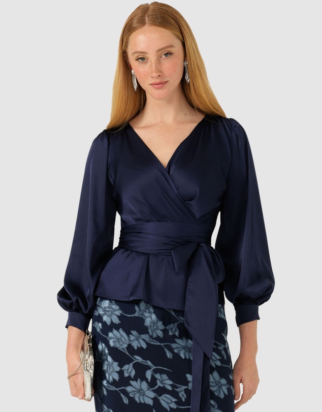 SACHA DRAKE - Satin Faux Wrap Top
